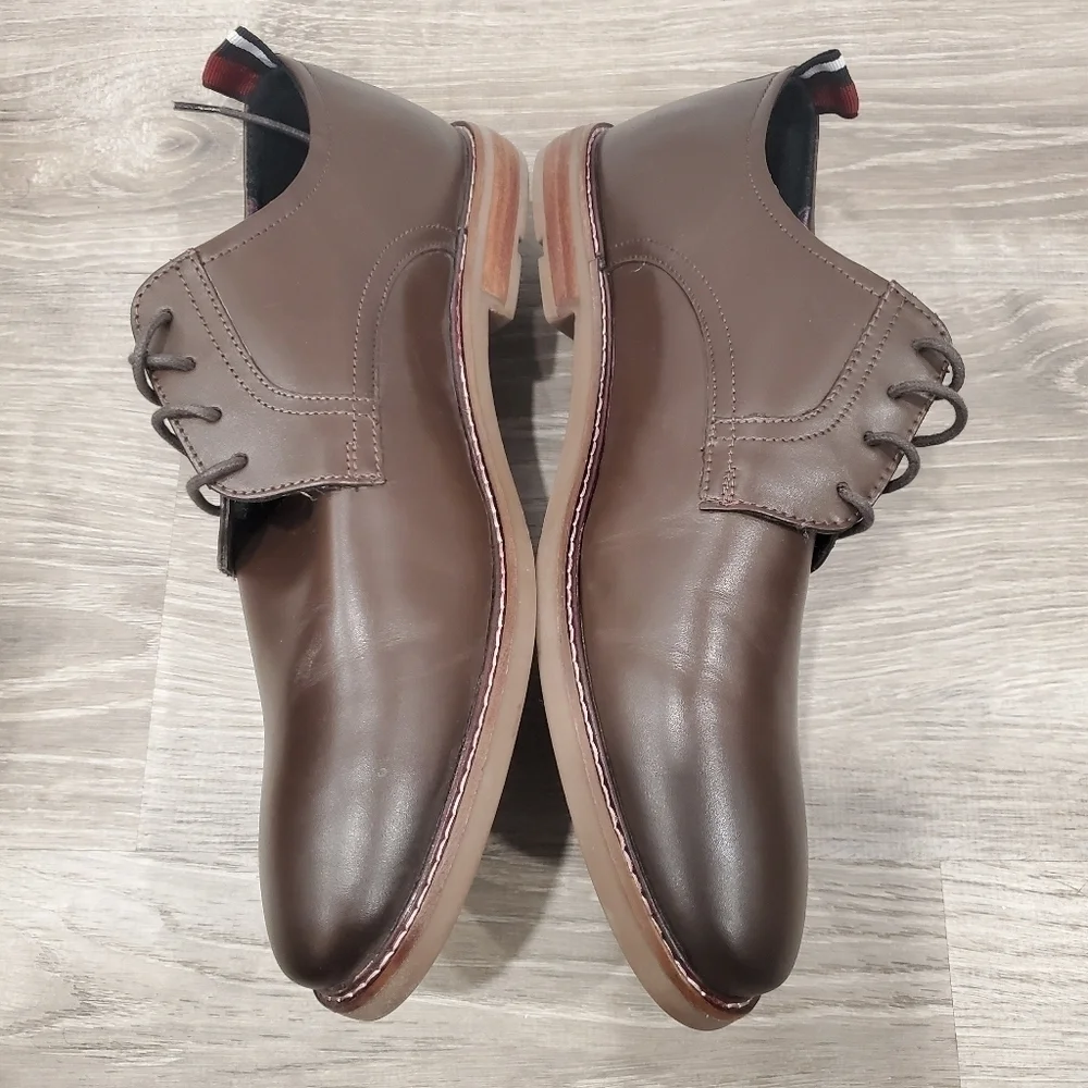 NEW Ben Sherman Birk Plain Toe Brown Leather Shoes